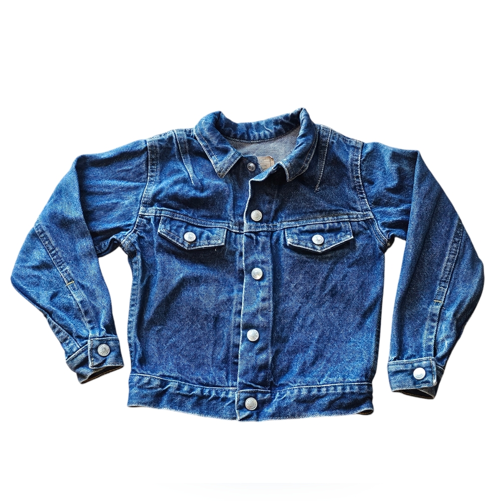 Vintage Plain Pockets Kids Size 6 Denim Jean Jacket